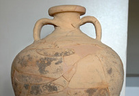 Amphore « Gauloise 4 » provenant de l'atelier de potier de la villa romaine fouillée sur le site du Mas des Tourelles, à Nîmes.