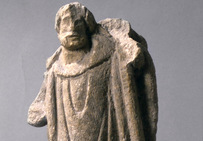 Dieu au tonneau (Sucellus ?) en calcaire, IIe-IIIe siècle de notre ère, provenant de Mâlain (Côte-d'Or).Musée archéologique de Dijon.