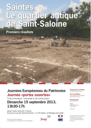 Journée portes ouvertes dimanche 15 septembre 2013 : Le quartier antique de Saint-Saloine à Saintes (Charente-Maritime)