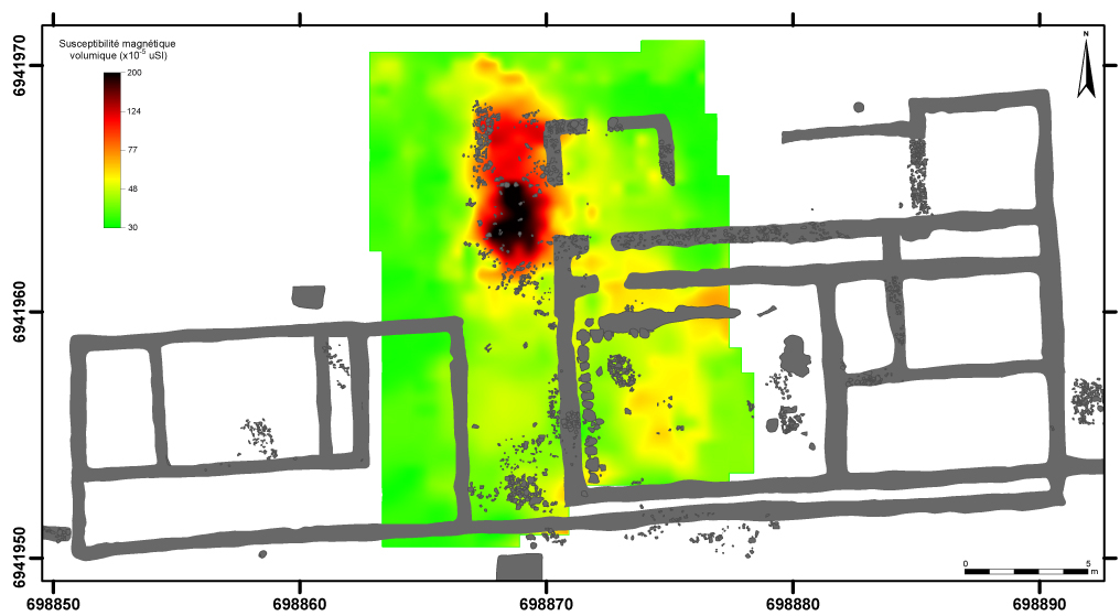 Carte de susceptibilité magnétique sur la villa gallo-romaine de Noyon « La Mare aux Canards » (60)